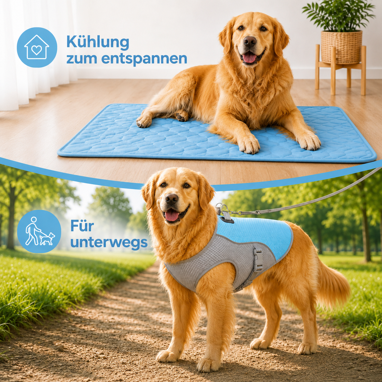 Abkühlung im Doppelpack Kühlmatte+Kühlweste